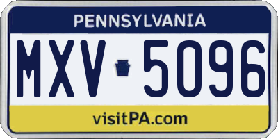 PA license plate MXV5096