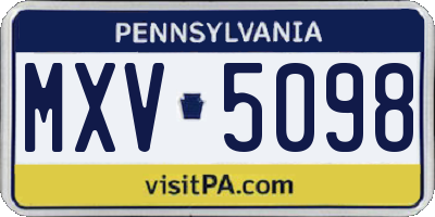 PA license plate MXV5098