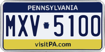 PA license plate MXV5100
