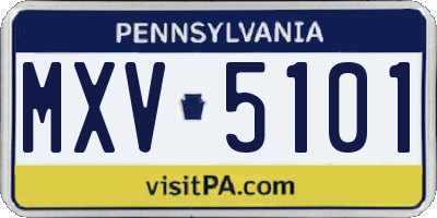 PA license plate MXV5101