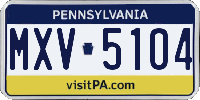PA license plate MXV5104