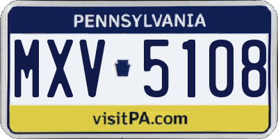 PA license plate MXV5108