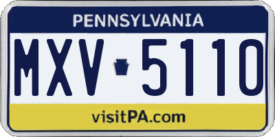 PA license plate MXV5110