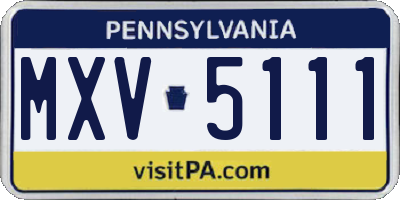 PA license plate MXV5111