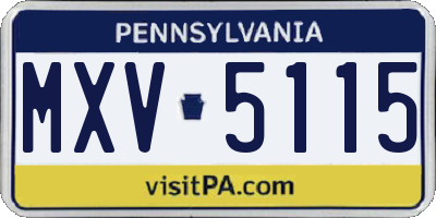 PA license plate MXV5115