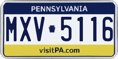 PA license plate MXV5116
