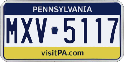 PA license plate MXV5117