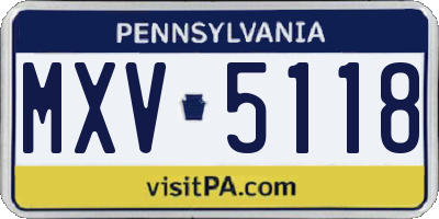 PA license plate MXV5118