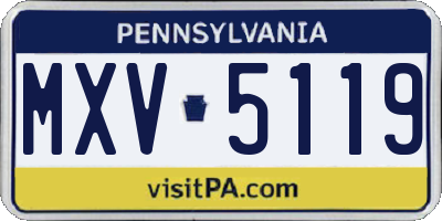 PA license plate MXV5119