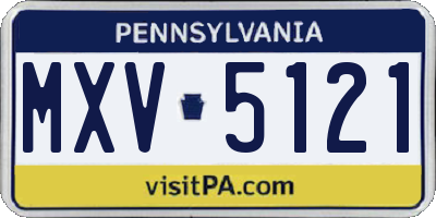 PA license plate MXV5121