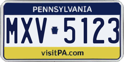 PA license plate MXV5123