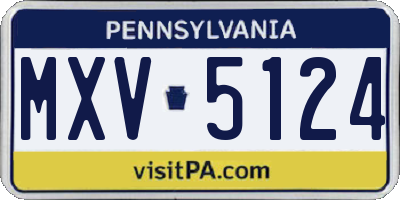 PA license plate MXV5124