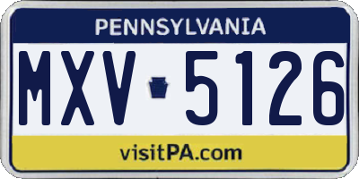 PA license plate MXV5126