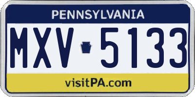 PA license plate MXV5133