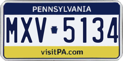 PA license plate MXV5134