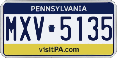 PA license plate MXV5135
