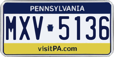 PA license plate MXV5136