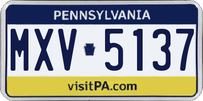 PA license plate MXV5137