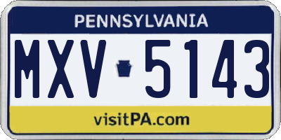PA license plate MXV5143