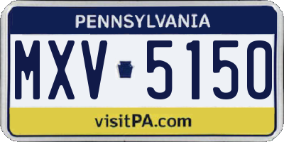 PA license plate MXV5150