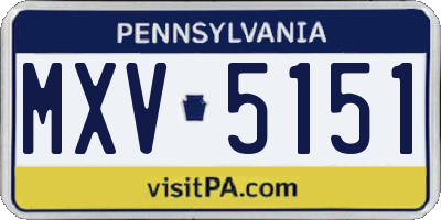 PA license plate MXV5151