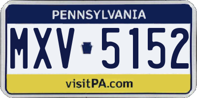 PA license plate MXV5152