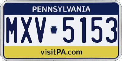PA license plate MXV5153