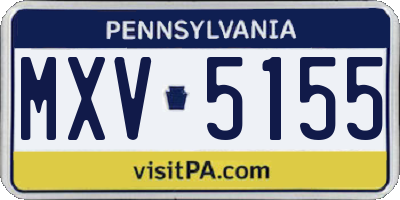PA license plate MXV5155
