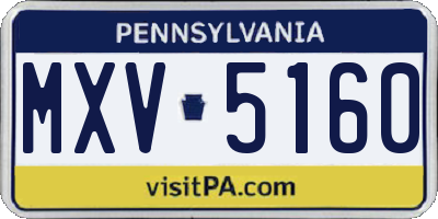 PA license plate MXV5160