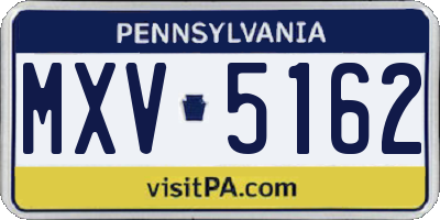PA license plate MXV5162