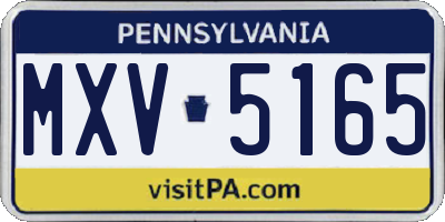 PA license plate MXV5165