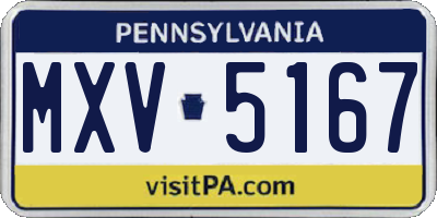 PA license plate MXV5167