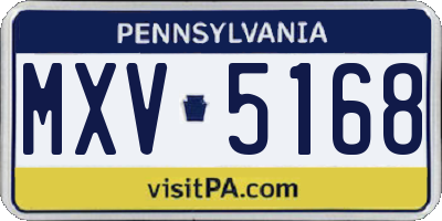 PA license plate MXV5168