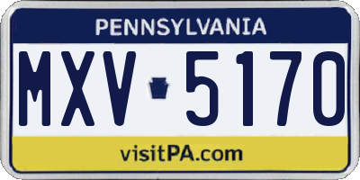 PA license plate MXV5170