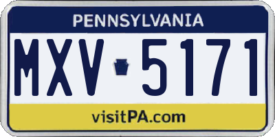 PA license plate MXV5171