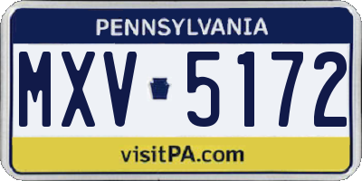 PA license plate MXV5172
