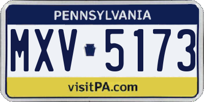 PA license plate MXV5173