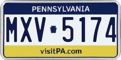 PA license plate MXV5174