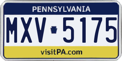 PA license plate MXV5175