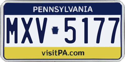 PA license plate MXV5177