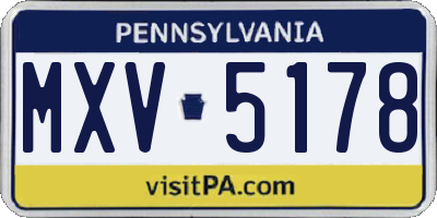 PA license plate MXV5178