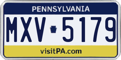 PA license plate MXV5179