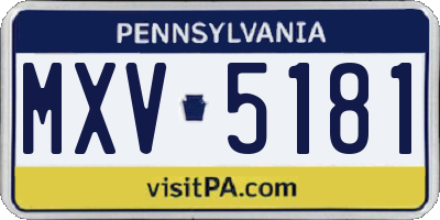 PA license plate MXV5181
