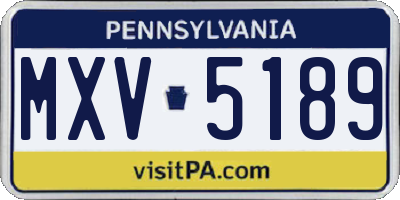PA license plate MXV5189