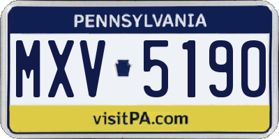 PA license plate MXV5190