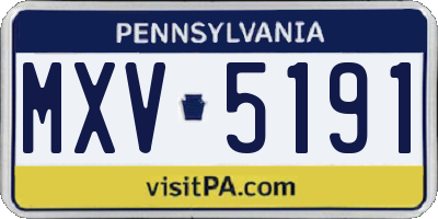 PA license plate MXV5191