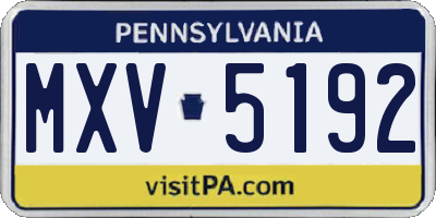 PA license plate MXV5192