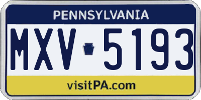 PA license plate MXV5193