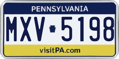 PA license plate MXV5198