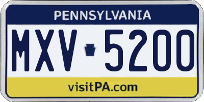 PA license plate MXV5200